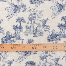 coton effet lin voile fond blanc toile de jouy