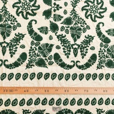 satin de viscose froissé fond ecru vert duck sandra