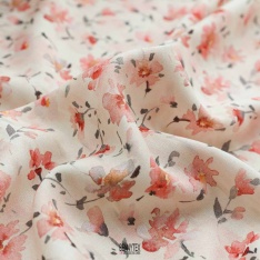 fibranne viscose petite fleurs fond ecru rose poudre