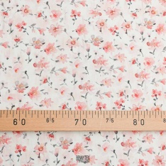 fibranne viscose petite fleurs fond ecru rose poudre