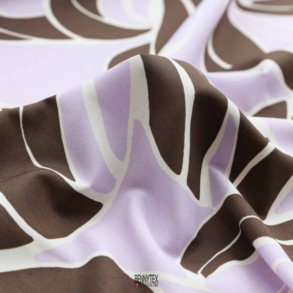 popeline fluide fluide coton swiss parme dessin choco