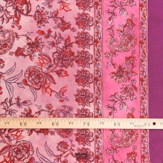 pongée viscose fluide imprimé cachemire vieux rose fleurs rouge