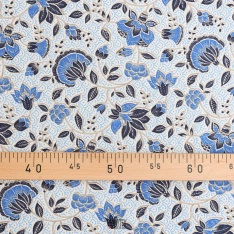 viscose imprimé fleurs fond blanc fleurs bleu