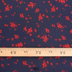 crepe viscose marocain fond noir fleurs rouge