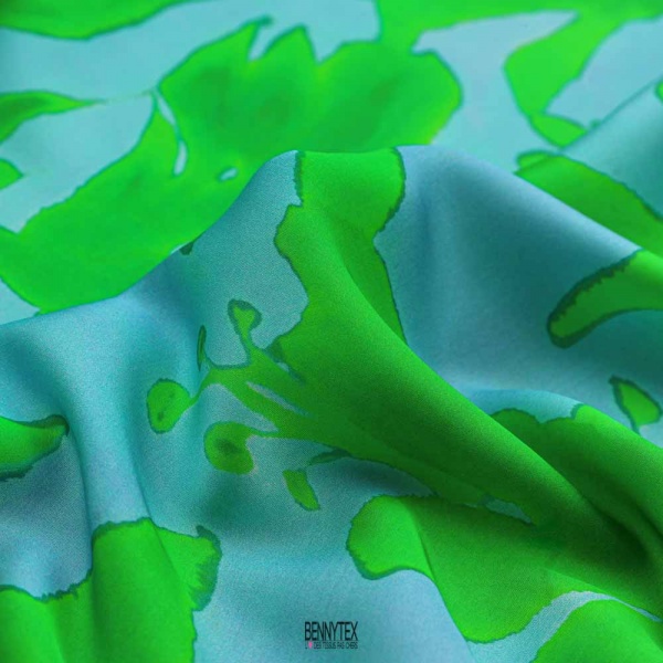 satin viscose fond aqua vert bresil
