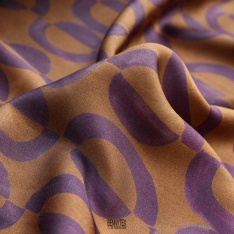 satin viscose dessin batique fond tabac