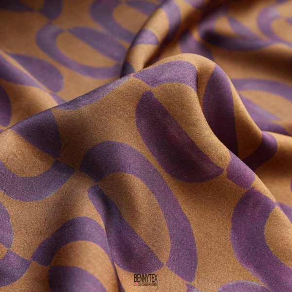 satin viscose dessin batique fond tabac