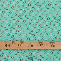 popeline legere fond aqua petit motif