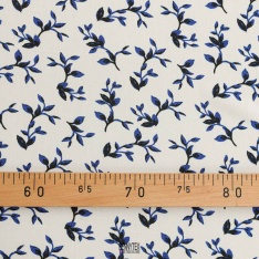viscose imprimé fleurs fond blanc cassée