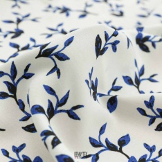 viscose imprimé fleurs fond blanc cassée