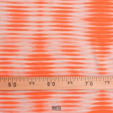 voile de coton fluo orange rayure fond beige ecru