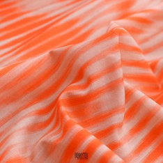voile de coton fluo orange rayure fond beige ecru