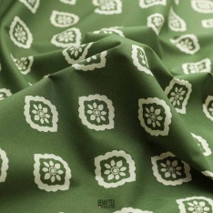 popeline de coton imprimé vert kaki origamie