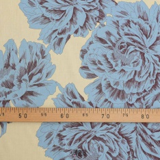 popeline de coton vanille imprimé digital grosse fleurs 120 fils