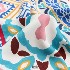 satinette polyester digital forme carré cachemire fond banc cassée