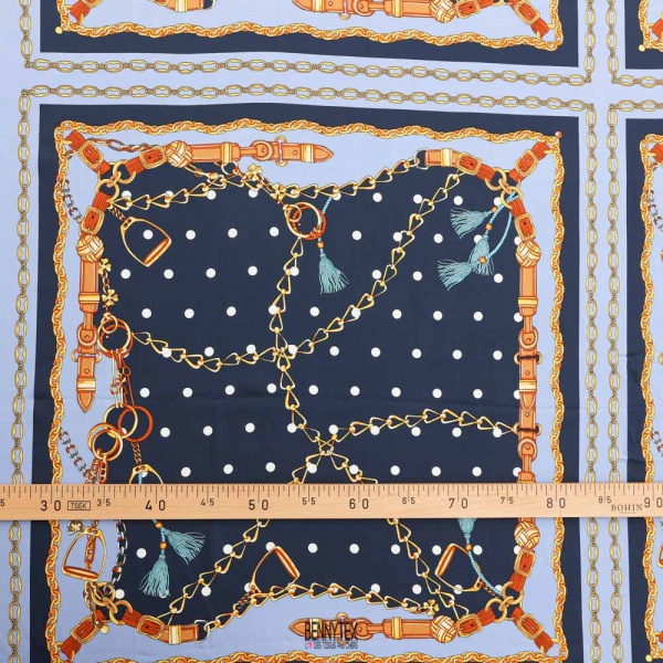 coupons viscose satiné carré chaine majo bleu indigo poids et marine