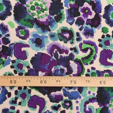 krinkle polyester froissée floral fond beuge prune bleu vert luxe