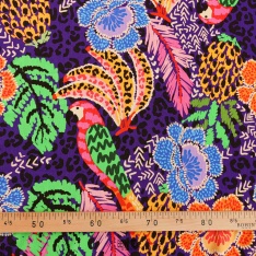 crepon viscose froissée perroquet fond violet allcolor
