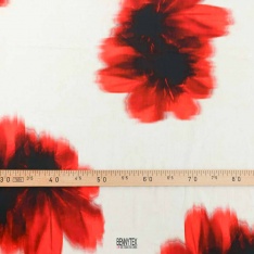 satinette de coton swiss grosse fleurs rouge tache