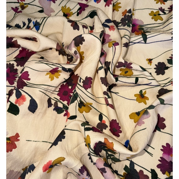 fibranne polyamide visose crepé fond vanille beige bouton d or