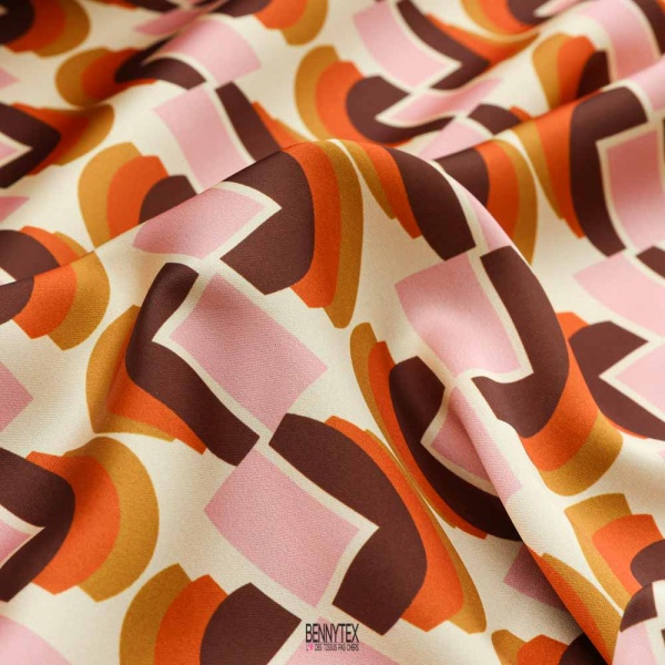 drap de satin lourd polyester digital geometrique