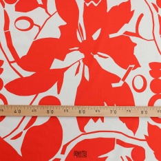 popeline de coton 120 fils coton floral rouge fond cassé ecru