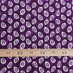 satin viscose dessin feuilles violet