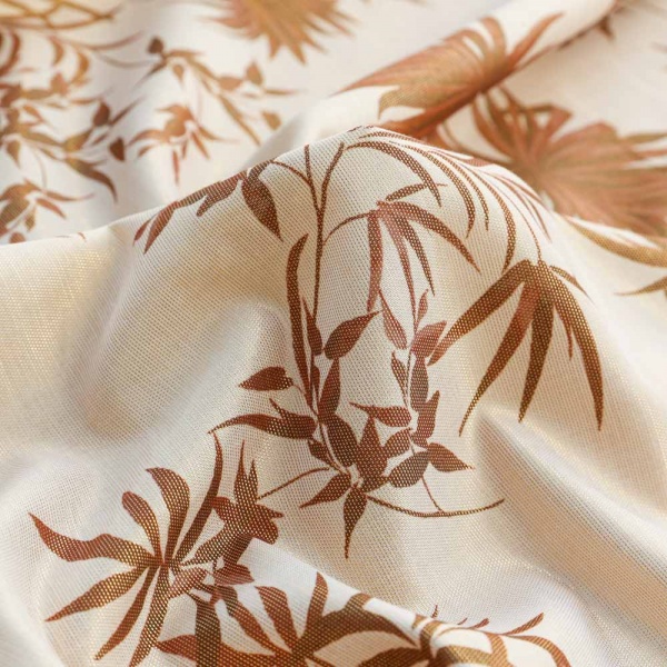 coton lurex imprimé feuilles