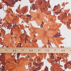 voile de coton swiss souple fond blanc camel tabac