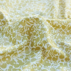 coton cretonne libertade floquée sur dessin fond blanc paillette dessin or