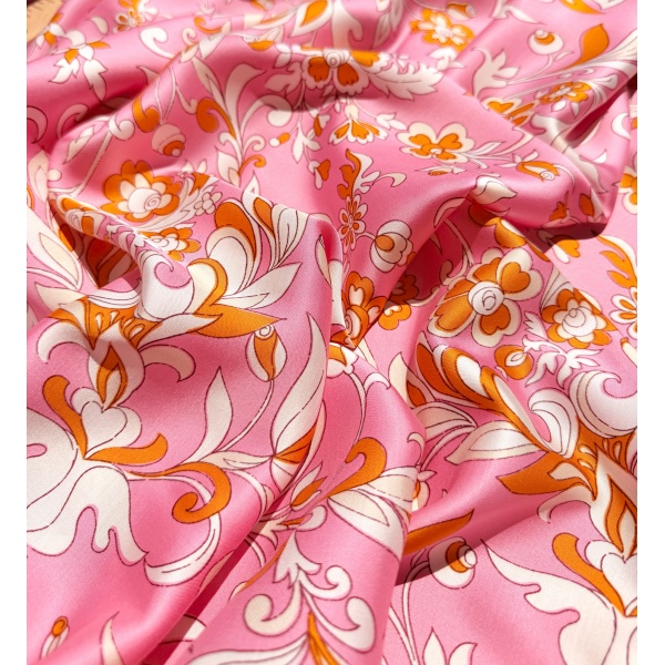 satin de viscose double base luxe cachemire sublime fond rose malabar