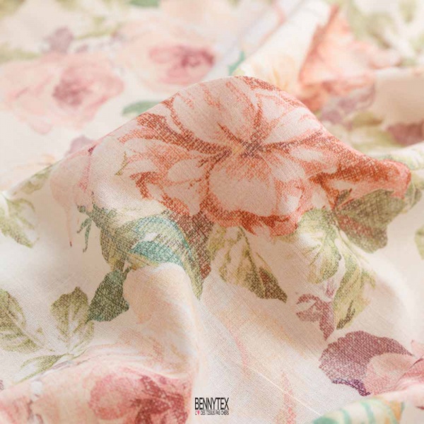 voile de coton swiss souple sublime fond beige pastel color