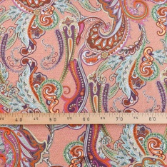 voile de coton swiss souple motif cachemire fond orange