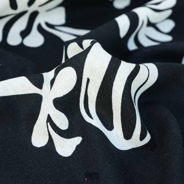 Lin Viscose Imprimé noir