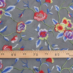 broderie italienne valentin tulles souple fleurs multicolor jaune rouge bleue
