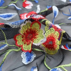 broderie italienne valentin tulles souple fleurs multicolor jaune rouge bleue