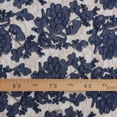 dentelle 3d broderie italienne souple valentin haute couture fleurs marine