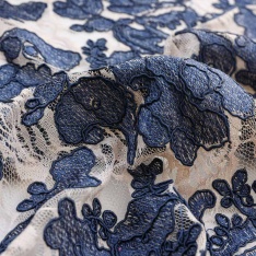 dentelle 3d broderie italienne souple valentin haute couture fleurs marine