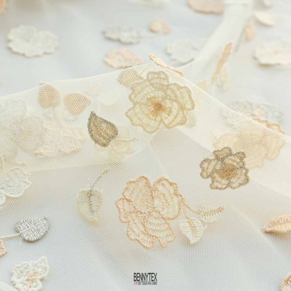 broderie italienne tulle souple elie sable fond clair petite fleurs