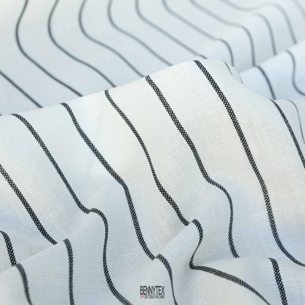 lin coton rayure fond blanc