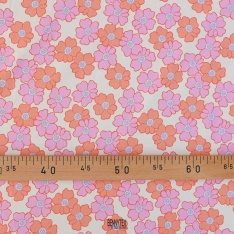 popeline de coton fleurs fond ecru