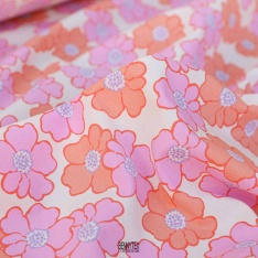 popeline de coton fleurs fond ecru