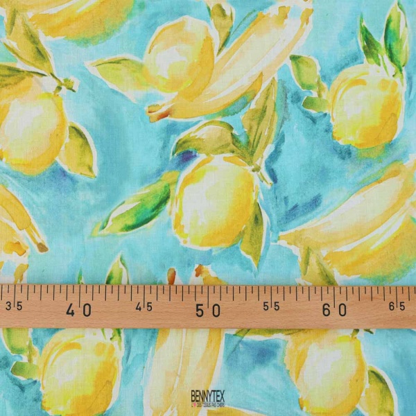 coton swiss gros citron fond aqua