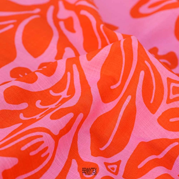 coton swiss effet lin fushia orange souple