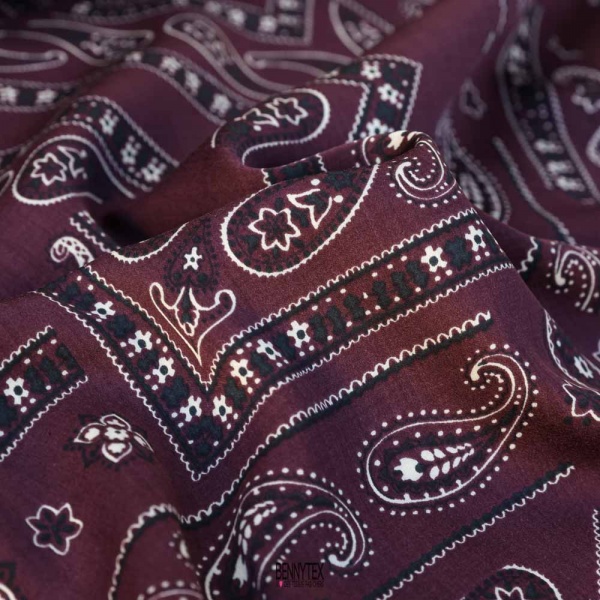 satin de viscose bandana aubergines cachemire