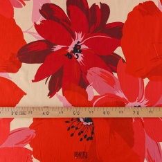 voile de coton swiss souple sublime pastel color grosse fleurs rouge