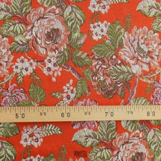 satin de coton lourd digital pixel fond rouge orangé