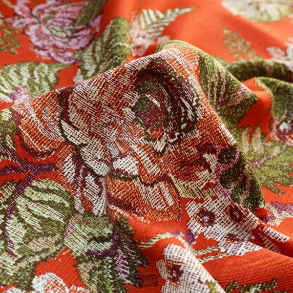 satin de coton lourd digital pixel fond rouge orangé