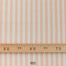 voile viscose de luxe balzouc fond blanc cassé rayure rose saumon clair