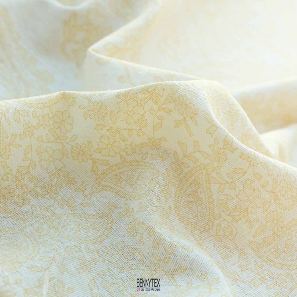 coupons lin viscose cachemire jaune tres clair ton sur ton